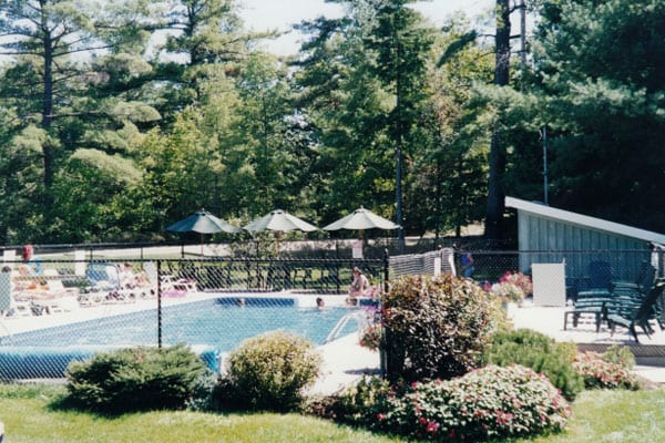 Old photo of outdoor pool.